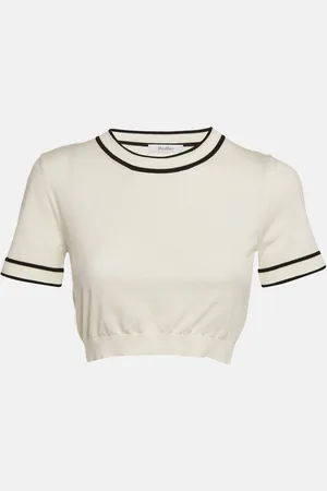 Max Mara Cotton Knit Round Neck Cropped Top M