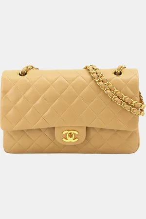 CHANEL Leather Medium Classic Double Flap Shoulder Bag