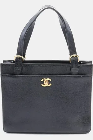 CHANEL Calfskin Grained Coco Mark Handbag Bag