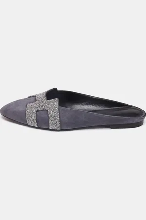 Hermès Hermès Suede Crystal Embellished Roxane Flat Mules Size 40