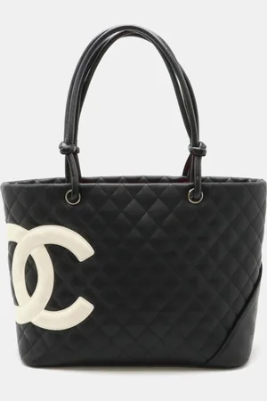 CHANEL Calfskin White Cambon Line Coco Mark Large Soft Tote Bag