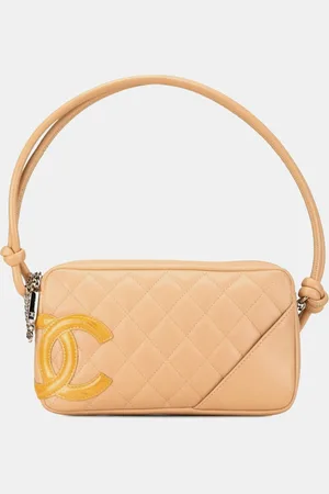 CHANEL Yellow Leather Enamel Cambon Ligne Handbag