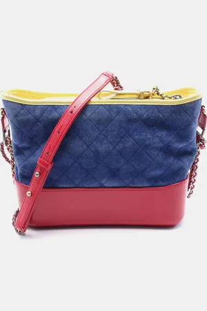 CHANEL Blue Red Yellow Suede Leather Gabrielle De Large Hobo Shoulder Bag