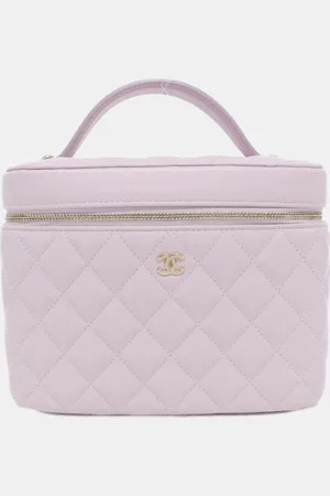 CHANEL Violet Leather Timeless Classic Vanity Case Bag