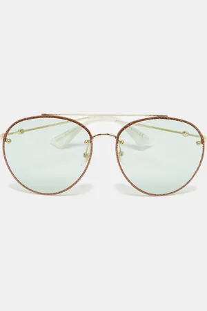 Gucci Light /Gold Tone GG0351S Glitter Aviator Sunglasses