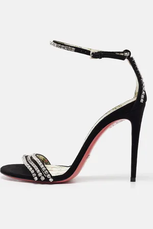 Gucci Suede Crystal Embellished Ankle Strap Sandals Size 39