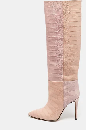 PARIS TEXAS Croc Embossed Leather Knee Length Boots Size 39