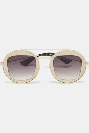 Gucci Gold Tone/ Gradient GG0105S Round Sunglasses