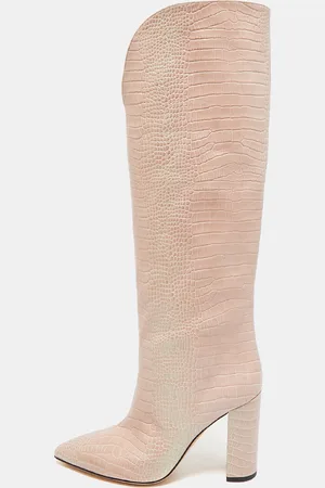 PARIS TEXAS Croc Embossed Leather Knee Length Boots Size 39