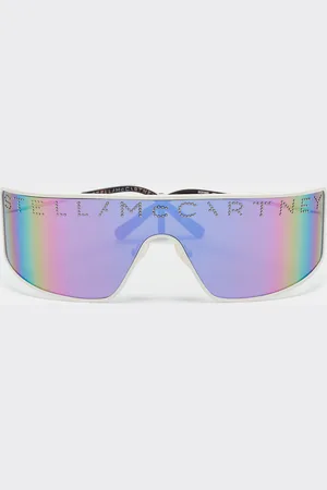 Stella McCartney White Tone/ Mirrored SC0196S Logo Studded Mask Sunglasses