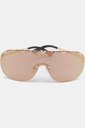 LOUIS VUITTON /Gold Tone Mirrored Rain Z2377E Shield Sunglasses