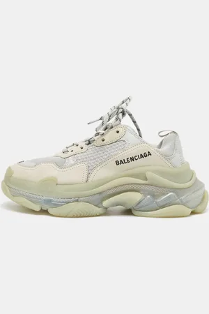 Balenciaga Leather and Mesh Triple S Clear Lace Up Sneakers Size 38