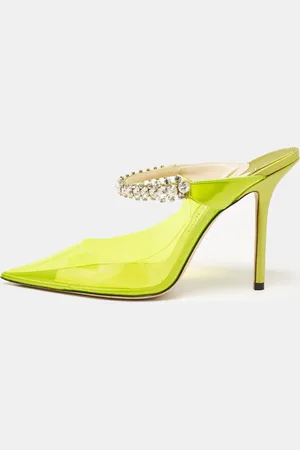 Jimmy Choo PVC Bing Crystal Embellished Mules Size 39