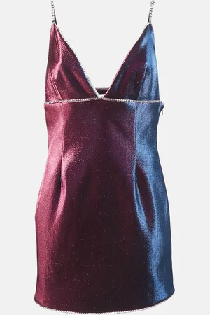 AREA Lurex Studded V-Neck Mini Dress L