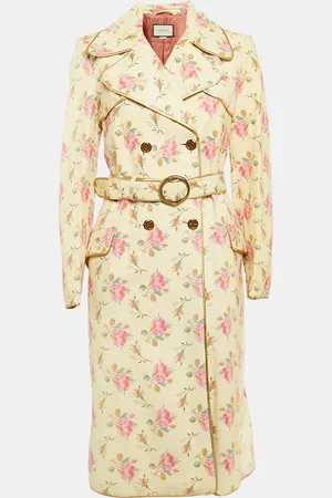 Gucci Floral Leather Double Breasted Coat M