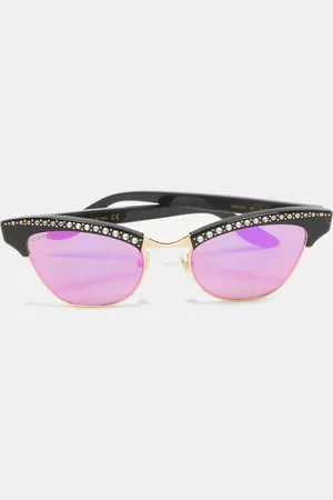 Gucci Black/ Mirrored GG0153S Crystal Clubmaster Sunglasses