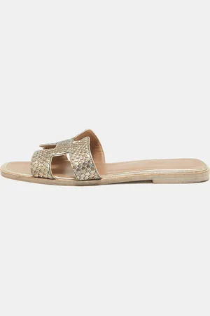 Hermès Python Oran Flat Slides Size 38.5