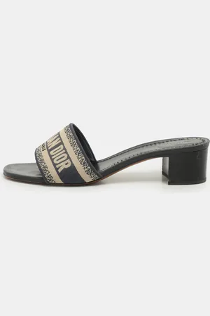 Dior /Navy Blue Logo Embroidered Jacquard Dway Slide Sandals Size 39