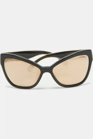 CHANEL Black/Gold Mirrored 5271 Cat-Eye Sunglasses