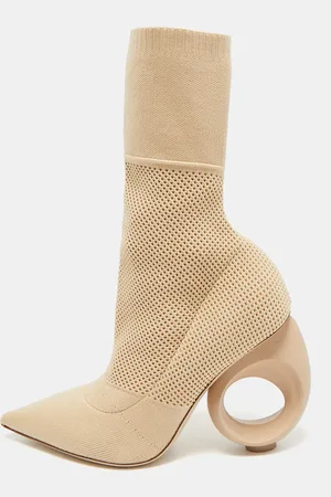 Burberry Knit Fabric Sculpted Heel Ankle Length Boots Size 39