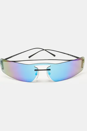 Prada Iridescent /Black Tone SPR61V Rectangular Shield Sunglasses