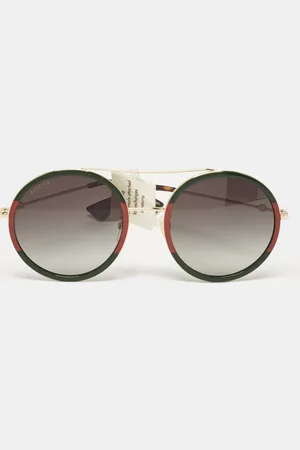 Gucci Gold Tone/ Gradient GG0061S Web Round Sunglasses