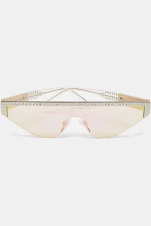 Poppy Lissiman White/Iridescent Space Party Crystals Shield Sunglasses