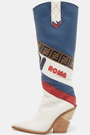 Fendi X FILA Leather Mania FF 1974 Knee Length Boots Size 39