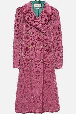 Gucci Dark Amarant Bee Stars Velvet Martingale Coat M
