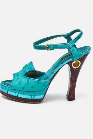 LOUIS VUITTON Ostrich Leather Ankle Strap Sandals Size 37