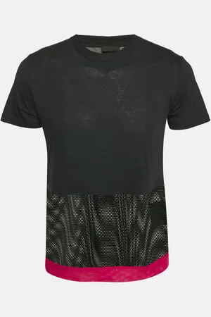 Prada Cotton Mesh Trimmed T-Shirt S