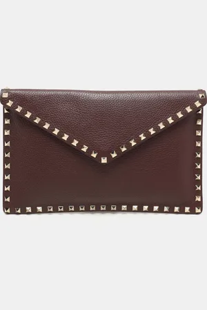VALENTINO Dark Leather Rockstud Envelope Pouch