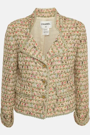 CHANEL Beige/ Tweed Button Detail Jacket L