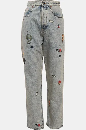 Gucci Embroidered Denim Straight Leg Jeans S Waist 27"