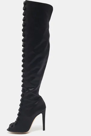 Gianvito Rossi Satin Button Knee Length Boots Size 37