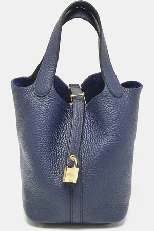 Hermès Hermès Bleu de Prusse Taurillon Clemence Leather Picotin Lock 18 Bag