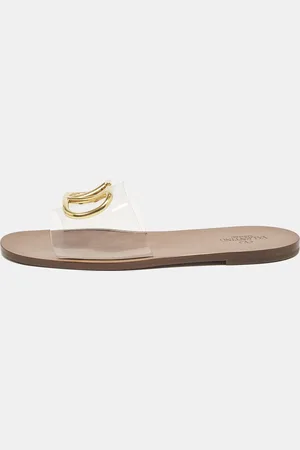 VALENTINO Tranparent PVC VLogo Flat Slides Size 40.5
