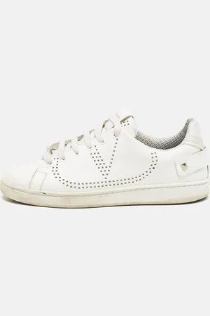 VALENTINO Leather Bianco Backnet Low Top Sneakers Size 39.5
