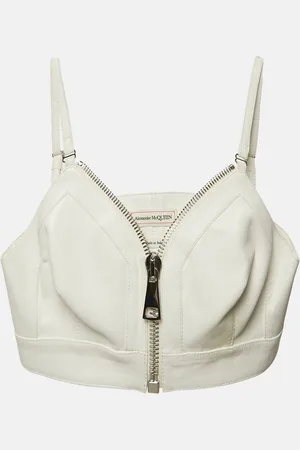 Alexander McQueen White Leather Bralette Crop Top M