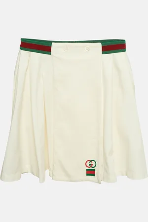 Gucci Kids Off Web Waistband Jersey Pleated Mini Skirt 12 Yrs