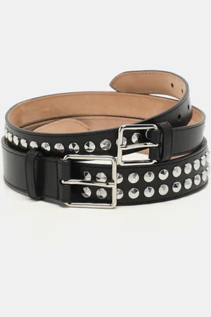 Alexander McQueen Leather Studded Double Waist Belt 65CM