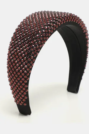 Prada /Black Crystal Embellished Satin Headband