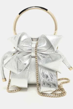 Jimmy Choo Silver Leather Micro Bon Bon Crossbody Bag