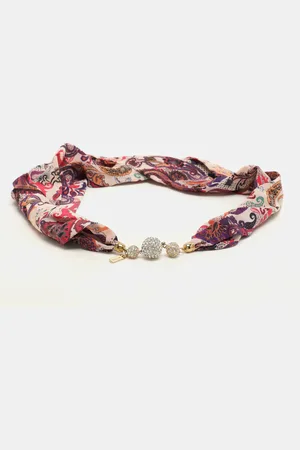 Etro Printed Silk Crystal Detail Neck Infinity Scarf
