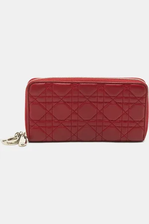 Dior Cannage Leather Lady Zip Continental Wallet
