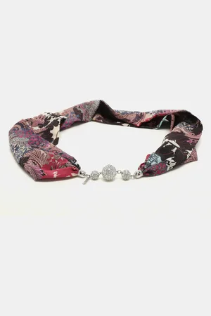 Etro Printed Silk Crystal Detail Neck Infinity Scarf