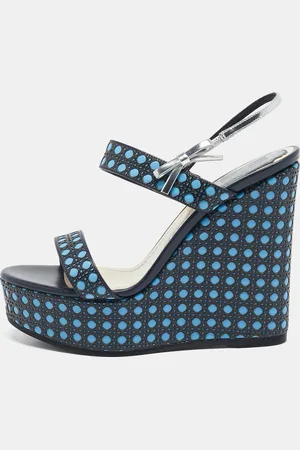 Dior Cannage Leather Platform Wedge Sandals Size 36