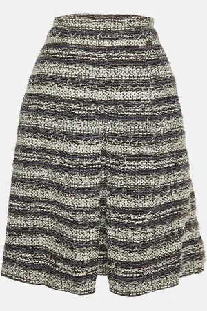 CHANEL Tweed Pleated Pencil Skirt L