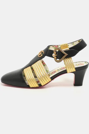 Gucci /Gold Leather Gea Embellished Pumps Size 36