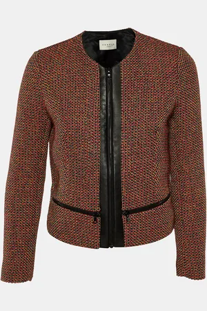 Sandro Lurex Tweed Zip Front Jacket S